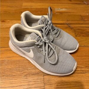 Nike Gray Mesh Running Shoes with White Swoosh